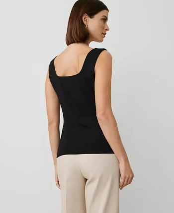 Ann Taylor Tops And Blouses|Petite Square Neck Tank Top Black