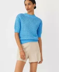 Ann Taylor Petite Sweaters|Petite Stitchy Sweater Cerulean Blue