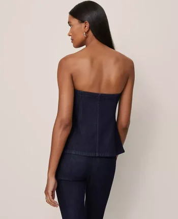 Ann Taylor Jackets And Blazers|Tops And Blouses|Petite Strapless Denim Vest Classic Rinse Wash