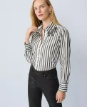 Ann Taylor Tops And Blouses|Petite Striped Embellished Shirt Black