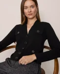 Ann Taylor Sweaters|All Sweaters|Petite V-Neck Sweater Jacket Black