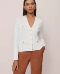 Ann Taylor Sweaters|All Sweaters|Petite V-Neck Sweater Jacket Winter White