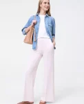Ann Taylor Petite Pants|Petite Weekend Collection Cloud Plush Wide-Leg Pant Soft Pink Heather