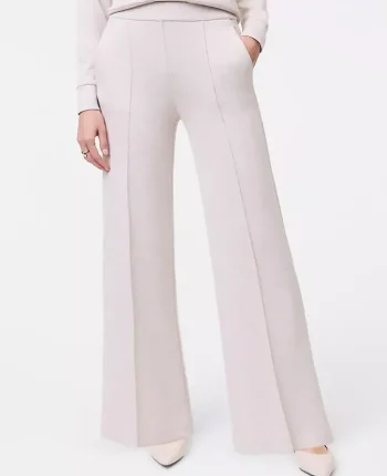 Ann Taylor Petite Pants|Petite Weekend Collection Cloud Plush Wide-Leg Pant Muted Taupe Heather