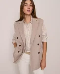 Ann Taylor Jackets And Blazers|Petite Jackets And Blazers|Petite Weekend Collection Double Breasted Vest Vintage Taupe Melange
