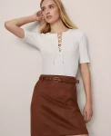 Ann Taylor Tops And Blouses|Petite Weekend Collection Lace-Up Top Winter White