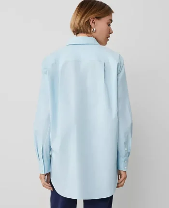 Ann Taylor Tops And Blouses|Petite Weekend Collection Pocket Tunic Shirt Nordic Sky Blue