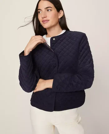 Ann Taylor Jackets And Blazers|Petite Jackets And Blazers|Petite Weekend Collection Quilted Jacket Night Sky