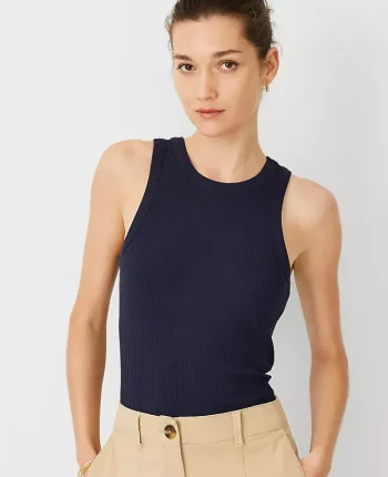 Ann Taylor Tops And Blouses|Petite Weekend Collection Ribbed Tank Top Night Sky