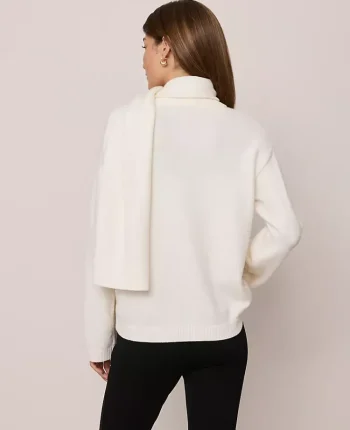 Ann Taylor Sweaters|All Sweaters|Petite Weekend Collection Scarf Sweater Winter White