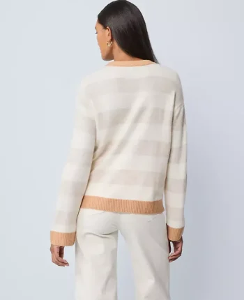 Ann Taylor Sweaters|All Sweaters|Petite Weekend Collection Striped Crew Neck Sweater Neutral