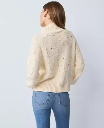 Ann Taylor Sweaters|All Sweaters|Petite Weekend Collection Textured Turtleneck Sweater Feather