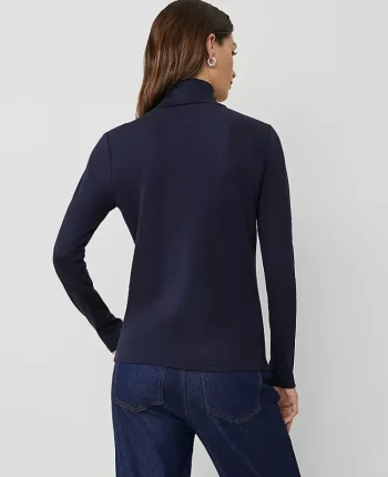 Ann Taylor Petite Weekend|Petite Weekend|Petite Weekend Collection Turtleneck Top Night Sky