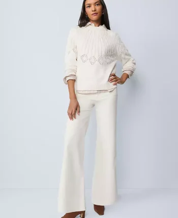 Ann Taylor Pants|Petite Pants|Petite Weekend Collection Wide Leg Corduroy Pant Winter White