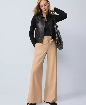 Ann Taylor Pants|Petite Pants|Petite Wide Leg Jogger Pant Cafe Au Lait