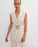Ann Taylor Jackets And Blazers|Tops And Blouses|Pinstripe Belted Vest Flax