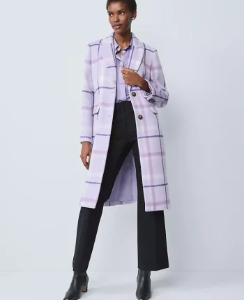 Ann Taylor Jackets And Blazers|Plaid Chesterfield Coat Lavender Bouquet