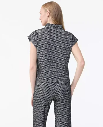 Ann Taylor Tops And Blouses|Plaid Mock Neck Top Black