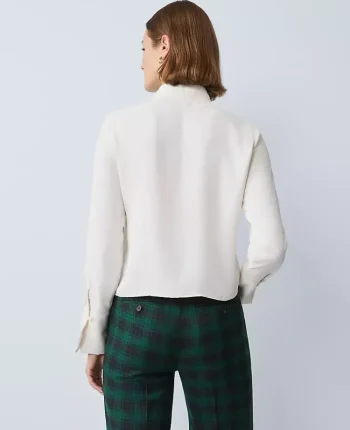 Ann Taylor Tops And Blouses|Pleat Neck Blouse Winter White
