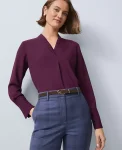 Ann Taylor Tops And Blouses|Pleat Neck Blouse Winter Bloom