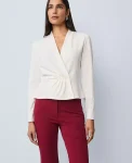 Ann Taylor Tops And Blouses|Pleat Waist Wrap Top Winter White