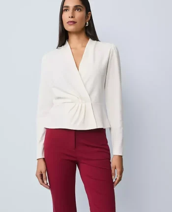 Ann Taylor Tops And Blouses|Pleat Waist Wrap Top Winter White
