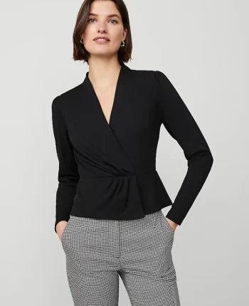 Ann Taylor Tops And Blouses|Pleat Waist Wrap Top Black