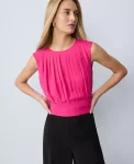 Ann Taylor Tops And Blouses|Pleated Satin Tank Top Electric Pink