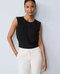 Ann Taylor Tops And Blouses|Pleated Satin Tank Top Black