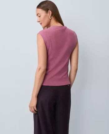Ann Taylor Sweaters|All Sweaters|Pleated Shoulder Sweater Top Smokey Rose