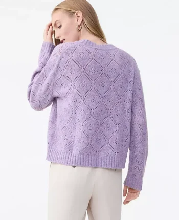 Ann Taylor Sweaters|All Sweaters|Pointelle Crew Neck Sweater Purple/Pink