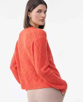 Ann Taylor Sweaters|All Sweaters|Pointelle Crew Neck Sweater Fiery Sunset