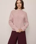 Ann Taylor Sweaters|All Sweaters|Pointelle Mock Neck Sweater Pale Mauve