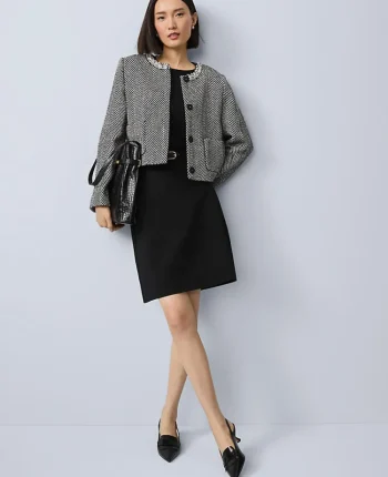 Ann Taylor Skirts|Ponte Belted A-Line Skirt Black