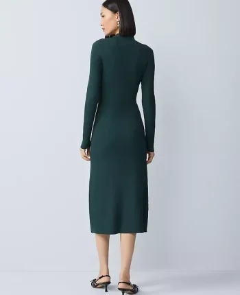 Ann Taylor Dresses|Sweaters|Ribbed Button Sweater Dress Ponderosa Pine