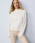 Ann Taylor Sweaters|All Sweaters|Ribbed Mock Neck Sweater Winter White