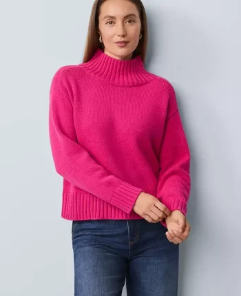 Ann Taylor Sweaters|All Sweaters|Ribbed Mock Neck Sweater Electric Pink