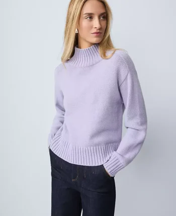 Ann Taylor Sweaters|All Sweaters|Ribbed Mock Neck Sweater Lavender Bouquet