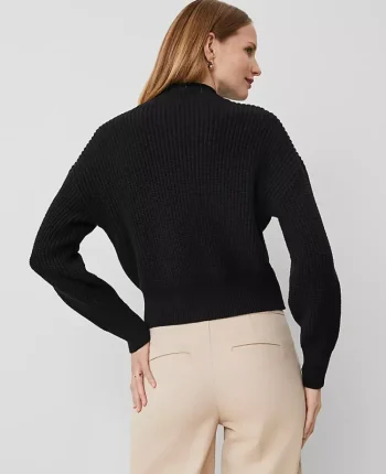 Ann Taylor Sweaters|All Sweaters|Ribbed Mock Neck Wedge Sweater Black