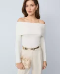Ann Taylor Sweaters|All Sweaters|Ribbed Off-The-Shoulder Sweater Winter White
