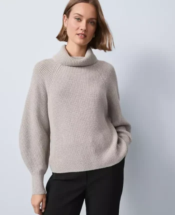 Ann Taylor Sweaters|All Sweaters|Ribbed Turtleneck Sweater Medium Light Heather Grey
