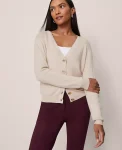 Ann Taylor Sweaters|All Sweaters|Ribbed Wedge Cardigan Pale Sandalwood