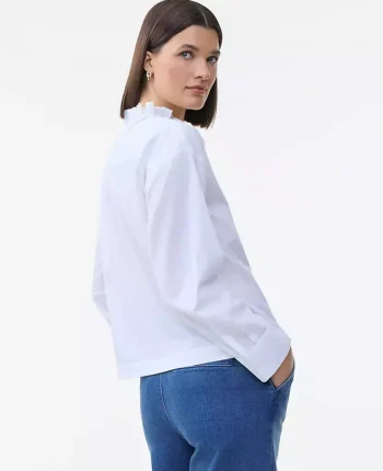 Ann Taylor Tops And Blouses|Ruffle Button Down Shirt White