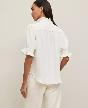 Ann Taylor Tops And Blouses|Ruffle Collar Shirt Winter White
