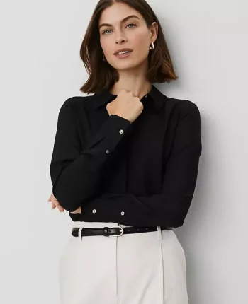 Ann Taylor Tops And Blouses|Satin Essential Shirt Black