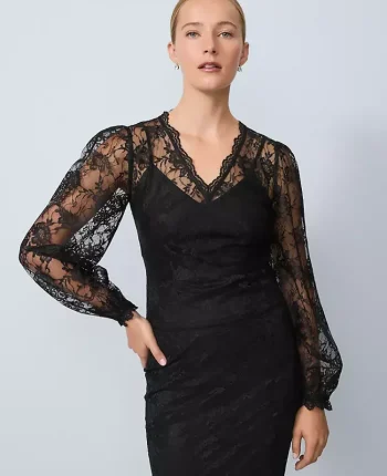Ann Taylor Tops And Blouses|Scalloped Lace Top Black