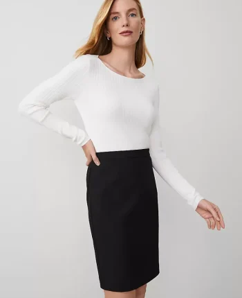 Ann Taylor Skirts|Suits|Seamed Pencil Skirt In Bi-Stretch Black