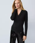 Ann Taylor Tops And Blouses|Shawl Collar Wrap Top Black