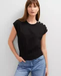 Ann Taylor Tops And Blouses|Shoulder Button Top Black