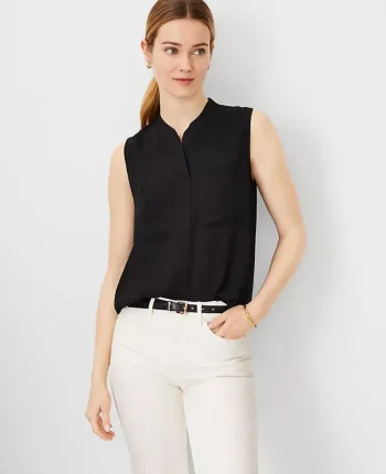 Ann Taylor Tops And Blouses|Sleeveless Camp Shirt Black